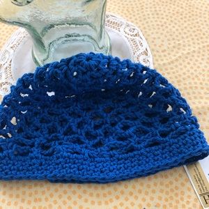 Cotton blue beanie hat - medium